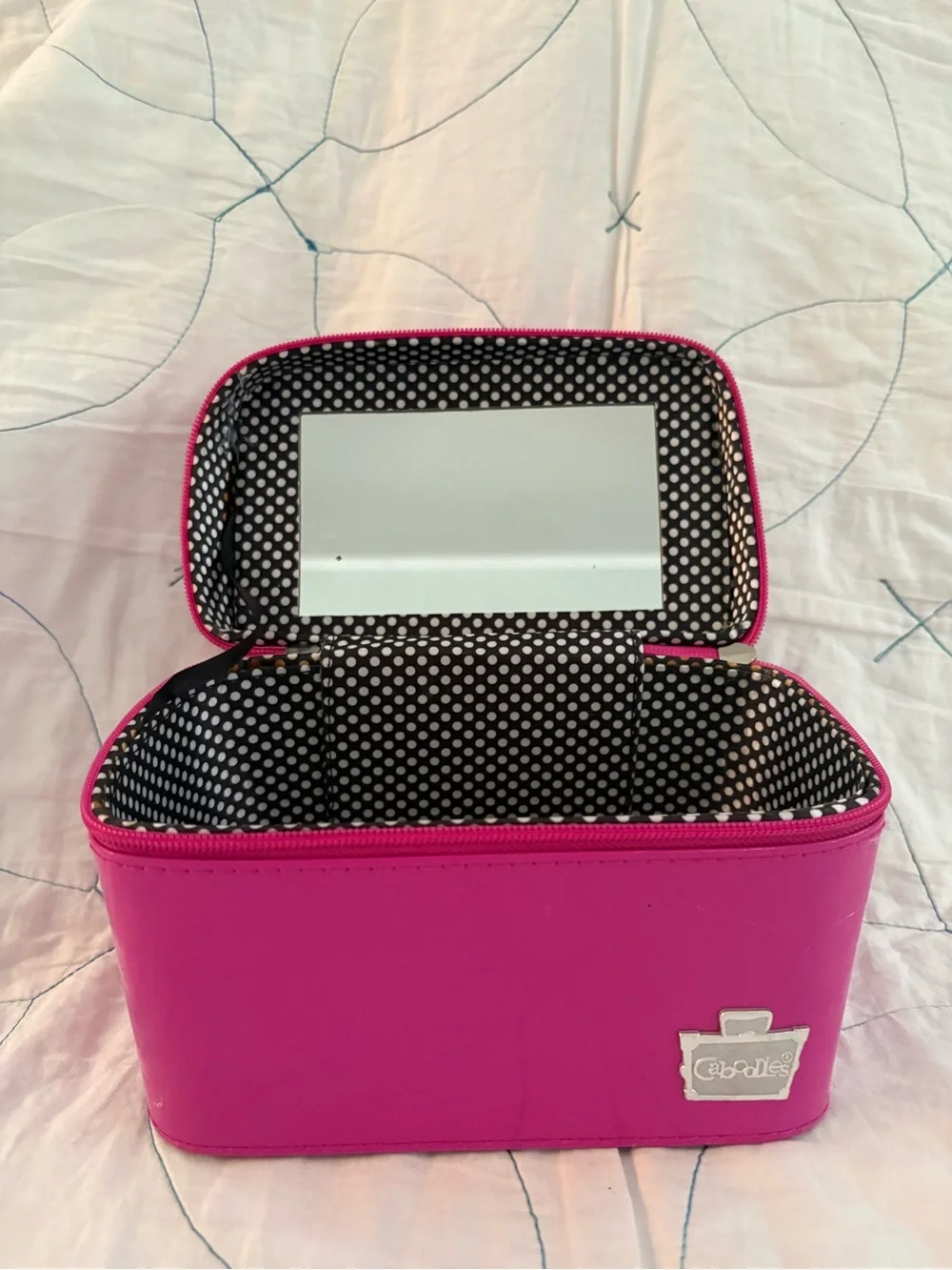 Caboodles Pink Patent Train Case Cosmetic Organizer